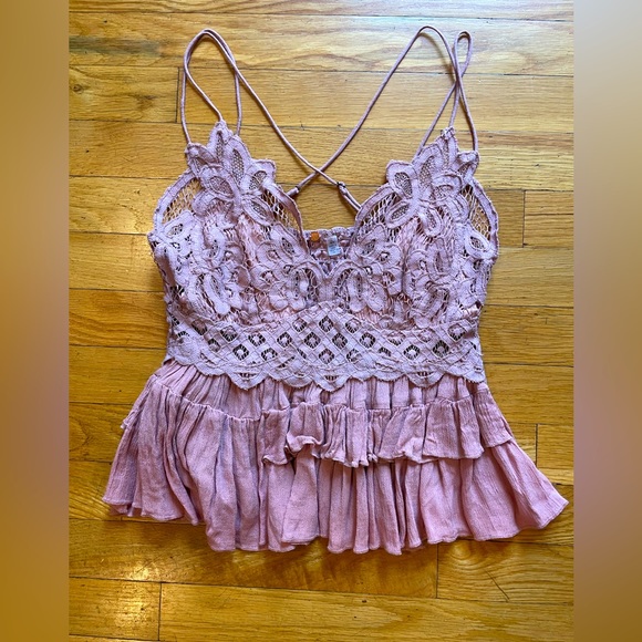 Free People Adella Cami Pink Mauve -Size M NWT - Picture 1 of 5